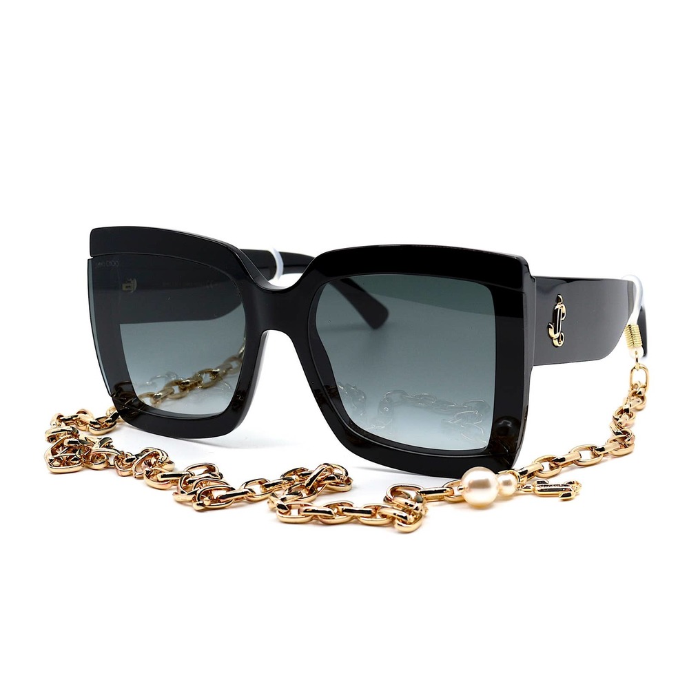NEW JIMMY CHOO RENEE/S 807 BLACK GREY GRADIENT AUTHENTIC SUNGLASSES W/CHAIN - Picture 4 of 14